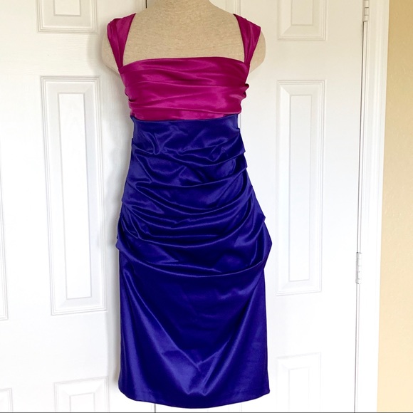 Suzi Chin by Maggy Boutique Purple Ruched Dress 10 - Picture 2 of 8